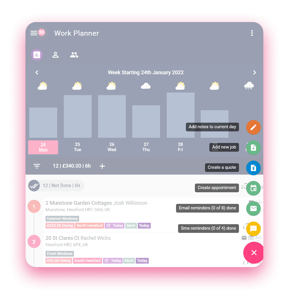 Sending appointment reminders in Squeegee