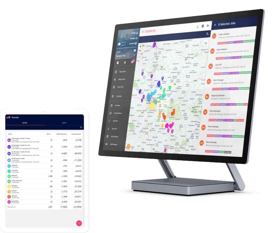 visual planner and rounds view showing rounds planned by location and frequency